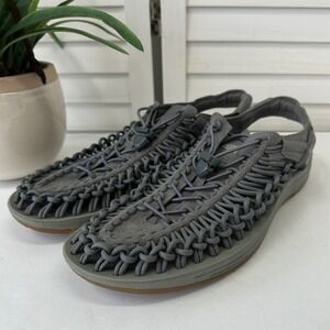 Keen Uneek Mens Gray Woven Cord‎ Sandals Hiking Outdoor Comfort Shoe Size 11.5M